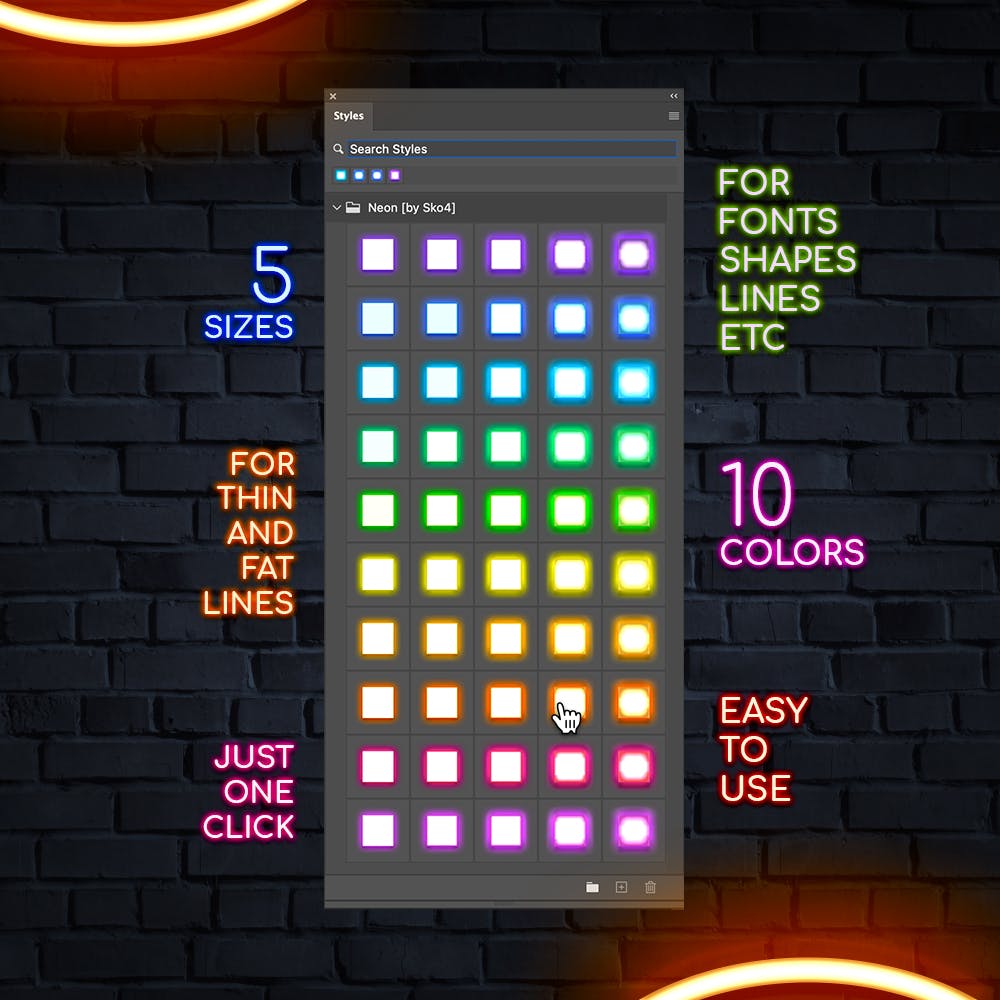 发光霓虹灯Photoshop图层样式 Neon Photoshop Layer Styles 图片素材 sucaiwan.com