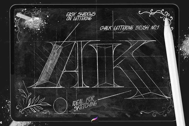 逼真的粉笔字效果Procreate笔刷 笔刷资源 sucaiwan.com