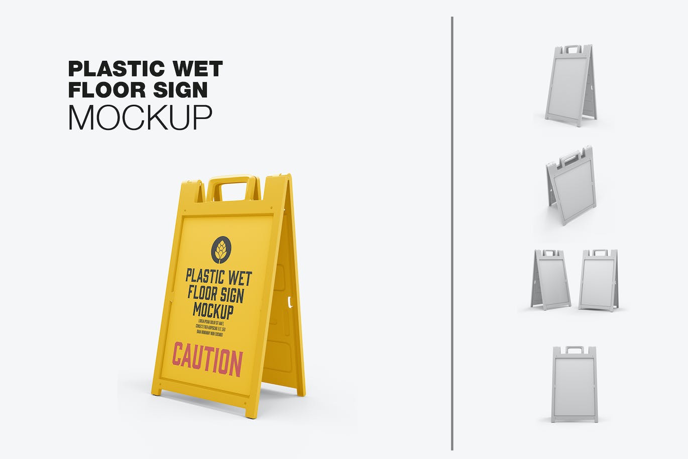 塑料湿地板警示牌标志设计样机 PLastic Wet Floor Sign Mockup 样机素材 sucaiwan.com