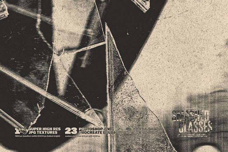 玻璃破碎效果PS和Procreate笔刷套装 笔刷资源 sucaiwan.com