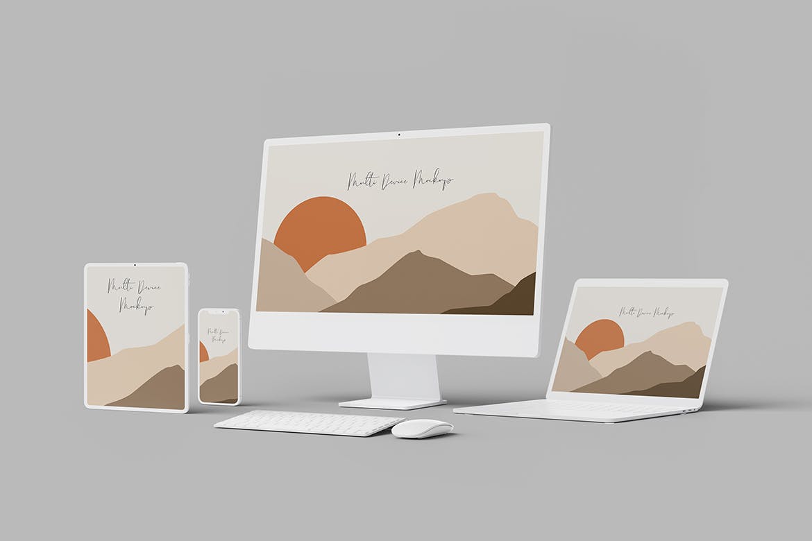 多设备响应式屏幕粘土样机v2 Multi Device Clay Mockup V.2 样机素材 sucaiwan.com