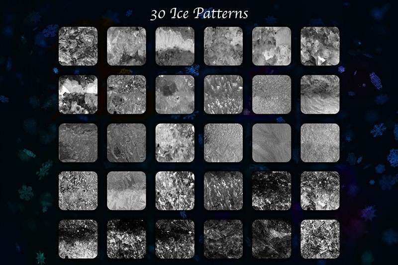 Photoshop雪花冰花笔刷和图案套装 笔刷资源 sucaiwan.com