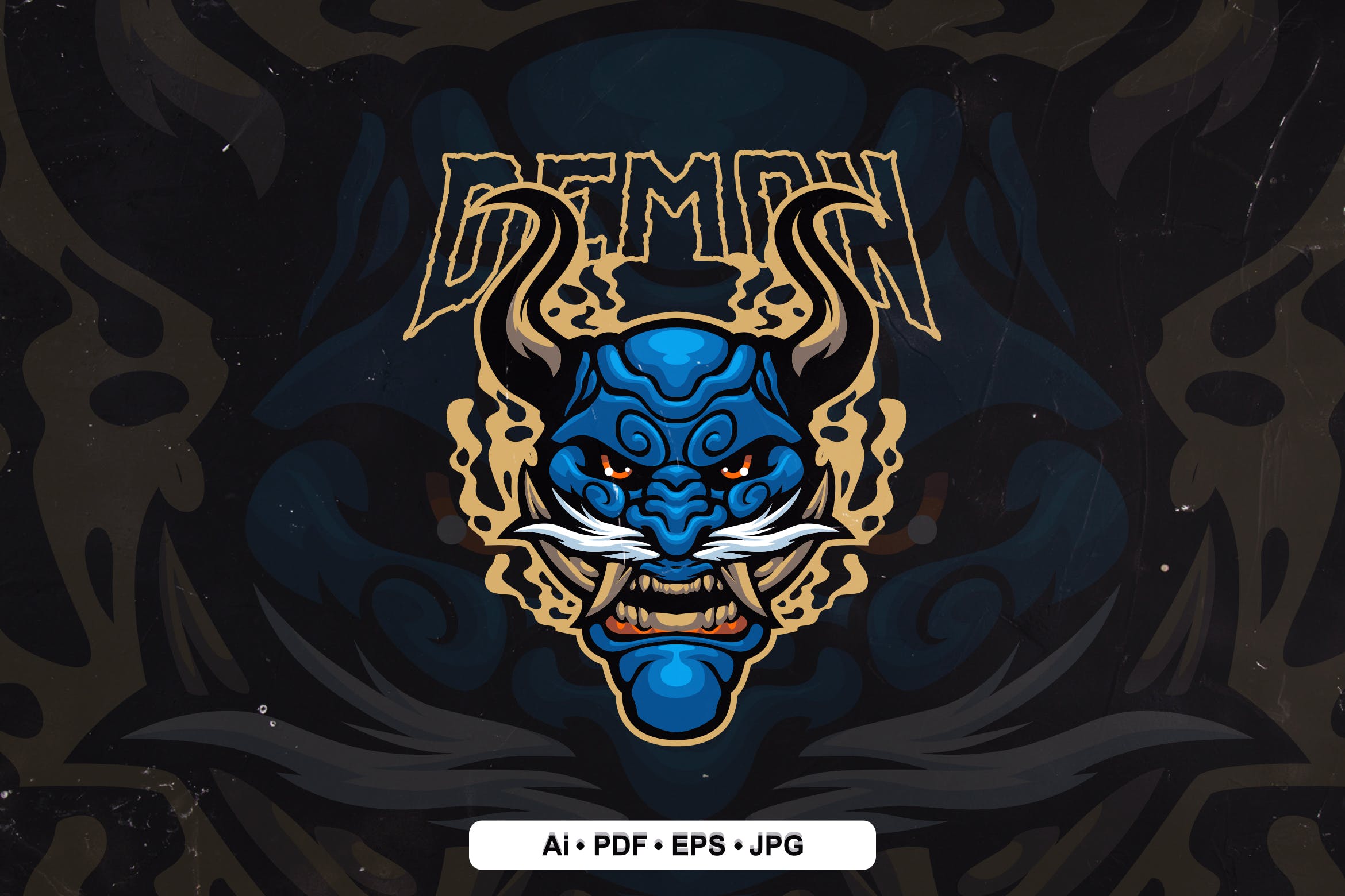 日本妖怪插画徽标Logo模板v2 Japanese Demon 2 Illustration Logo template 图片素材 sucaiwan.com