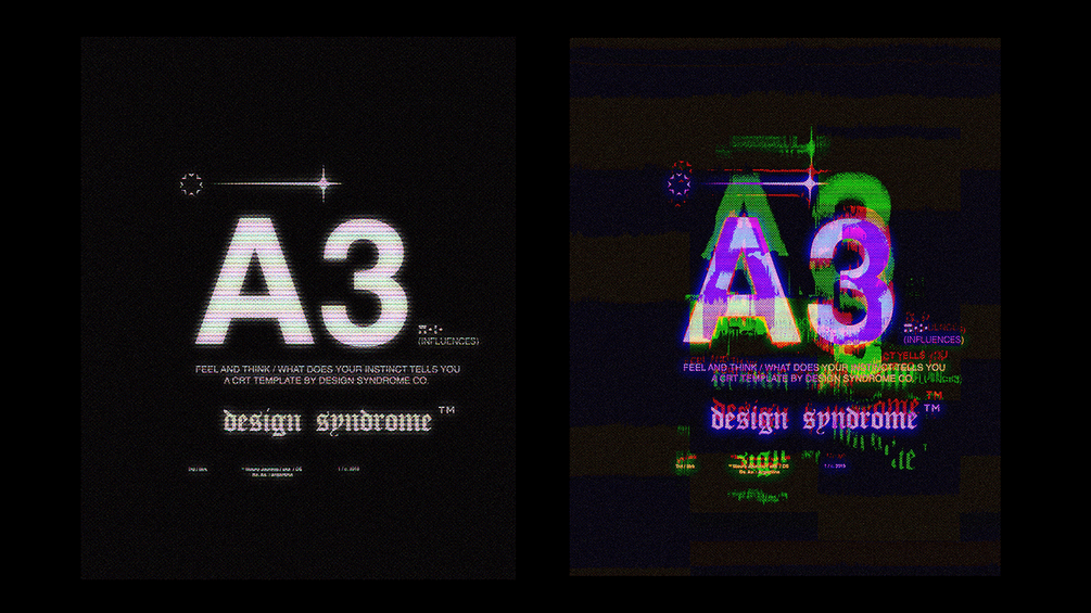 复古未来派老式CRT晶体管显示器失真像素故障艺术特效素材 CyberPsycho CRT Template 插件预设 sucaiwan.com