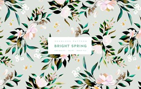 明媚的春天花朵无缝图案素材 Bright Spring