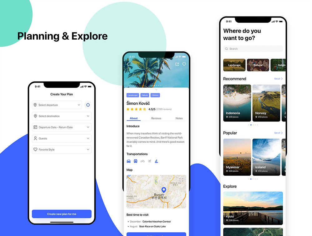 旅程分享App用户界面套件 APP UI sucaiwan.com