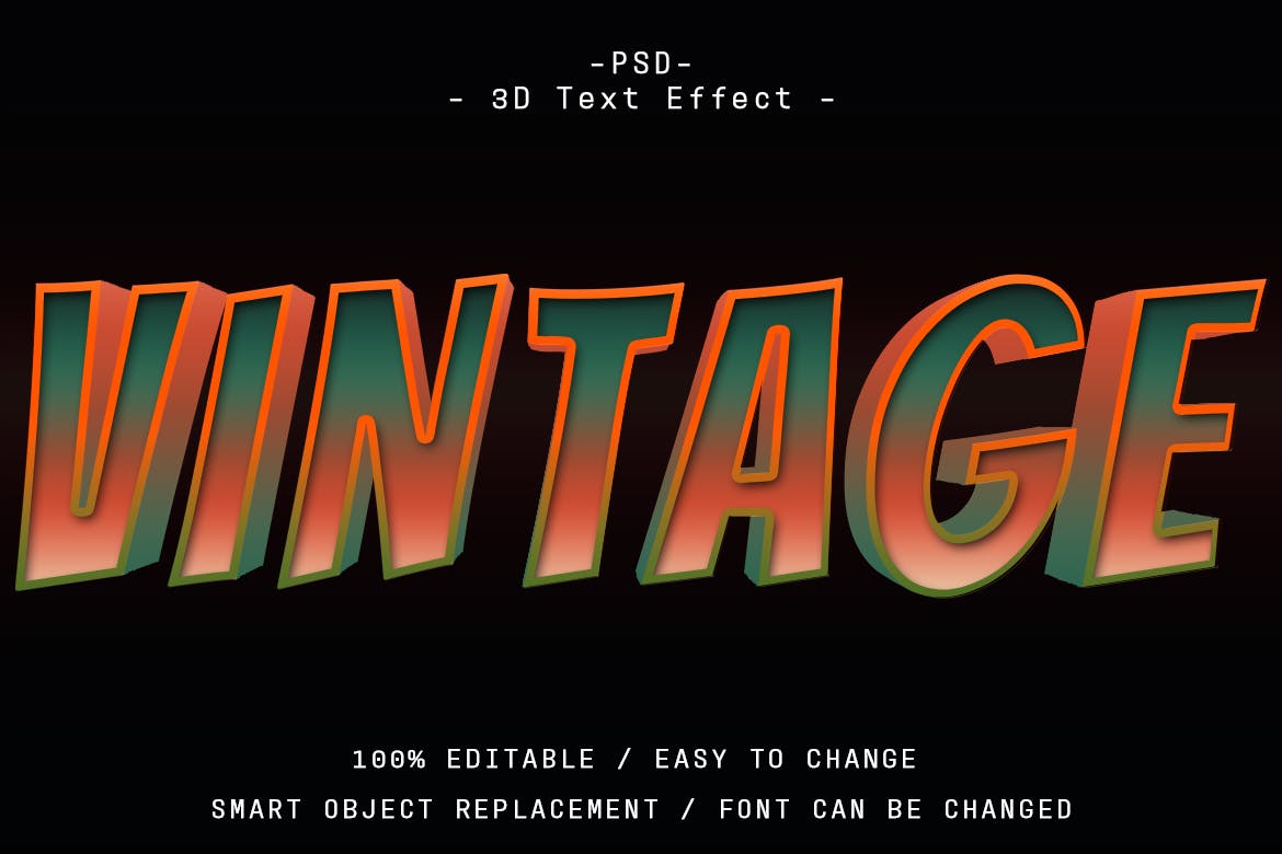复古3D图层样式文字效果 6 Psd Vintage 3d Text Effect 插件预设 sucaiwan.com