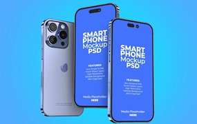 iPhone14苹果手机3D样机v2 3D Phone Mockup Vol 02