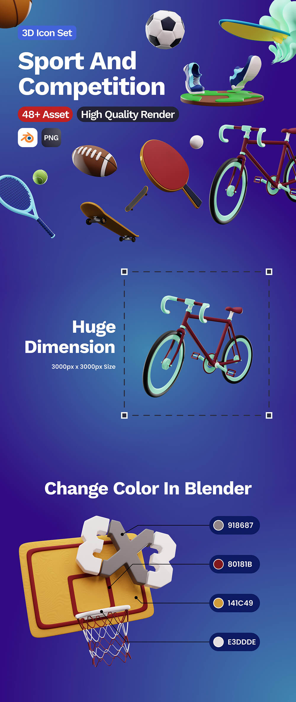 3D运动和比赛图标 图标素材 sucaiwan.com