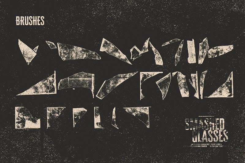 玻璃破碎效果PS和Procreate笔刷套装 笔刷资源 sucaiwan.com