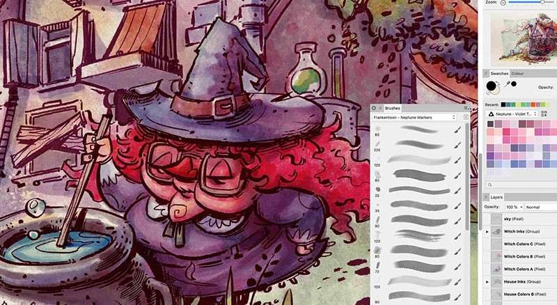 Affinity儿童绘本马克笔和水墨画笔套装 笔刷资源 sucaiwan.com