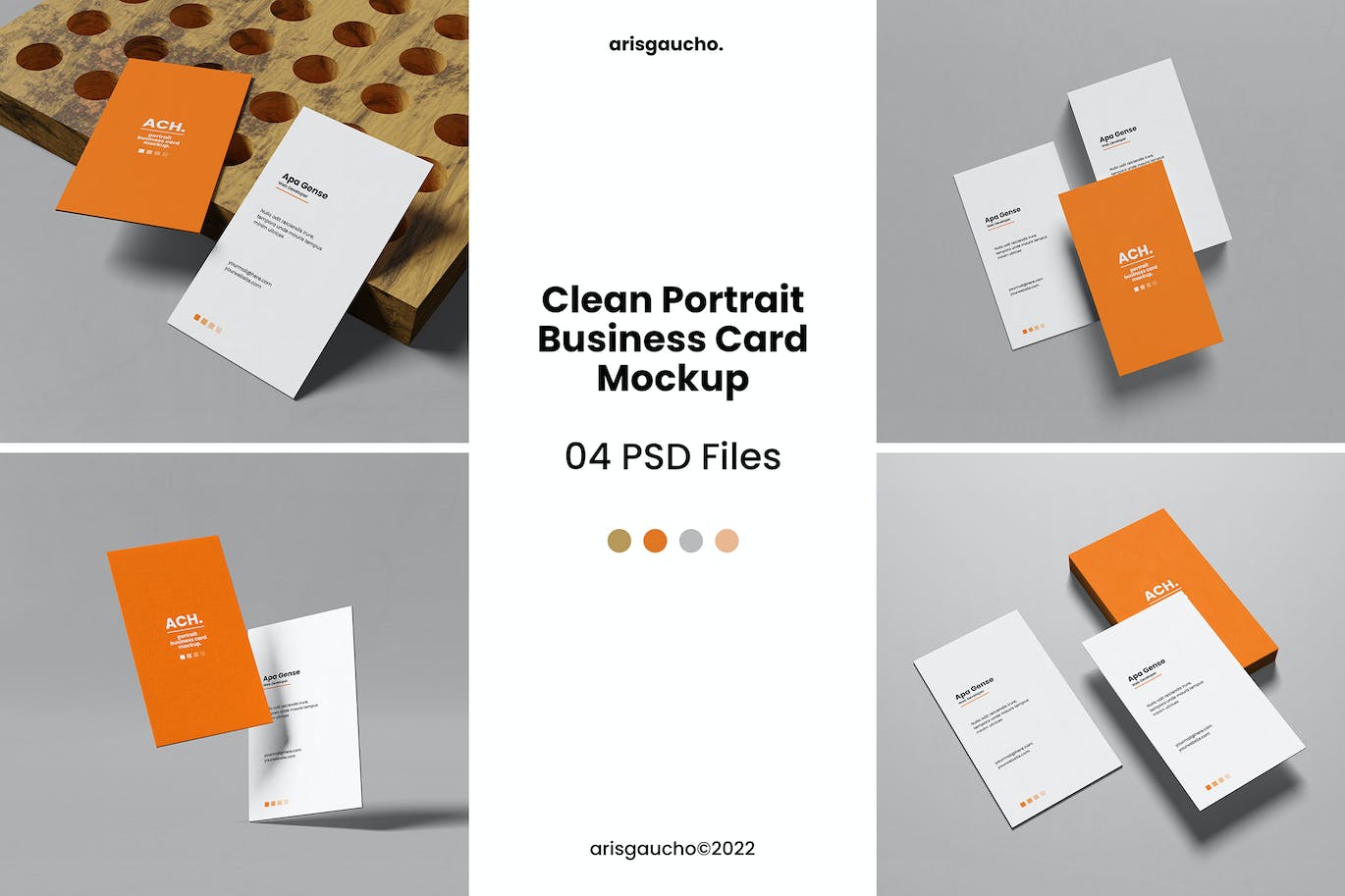 简约的竖版名片设计样机 Clean Portrait Business Card Mockup 样机素材 sucaiwan.com