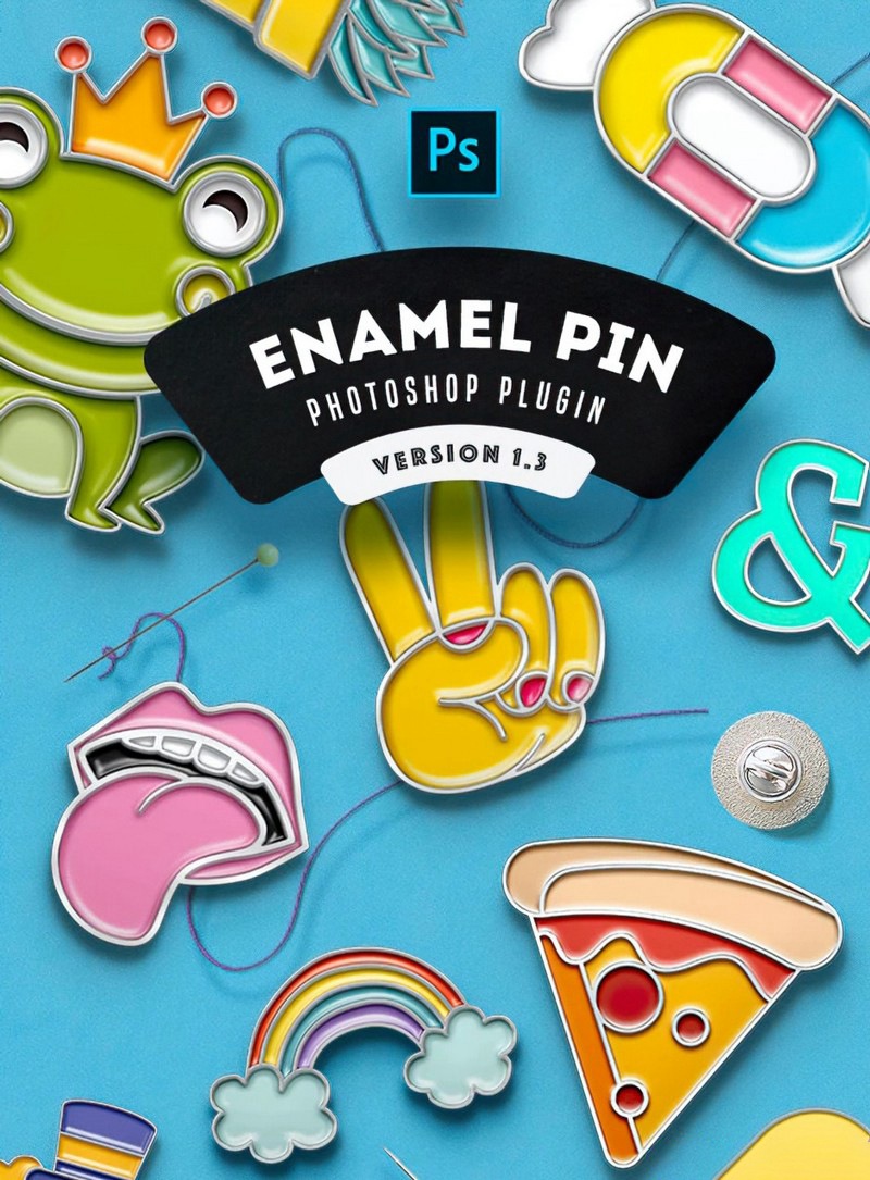 PS插件：ps珐琅烤漆质感徽章样机生成器 Soft Enamel Pin Generator V1.0 插件预设 sucaiwan.com