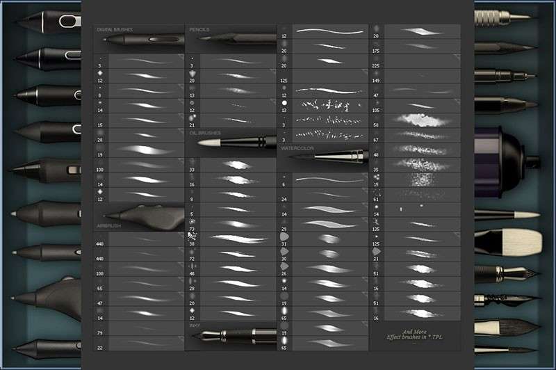 Photoshop完整艺术板绘笔刷 笔刷资源 sucaiwan.com