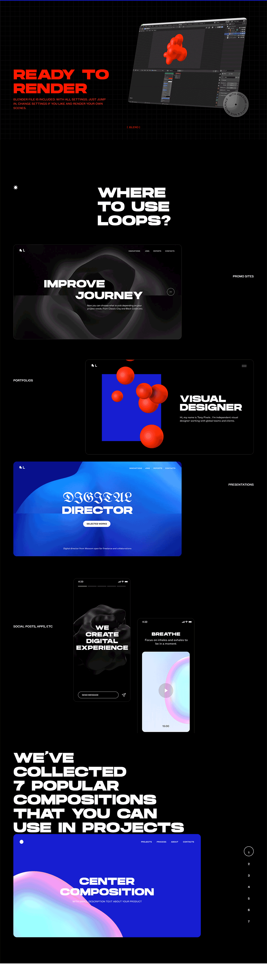 潮流现代3D动画抽象形状动画循环的抽象视频+平面背景素材 3D ANIMATED ABSTRACT SHAPES 设计素材 sucaiwan.com