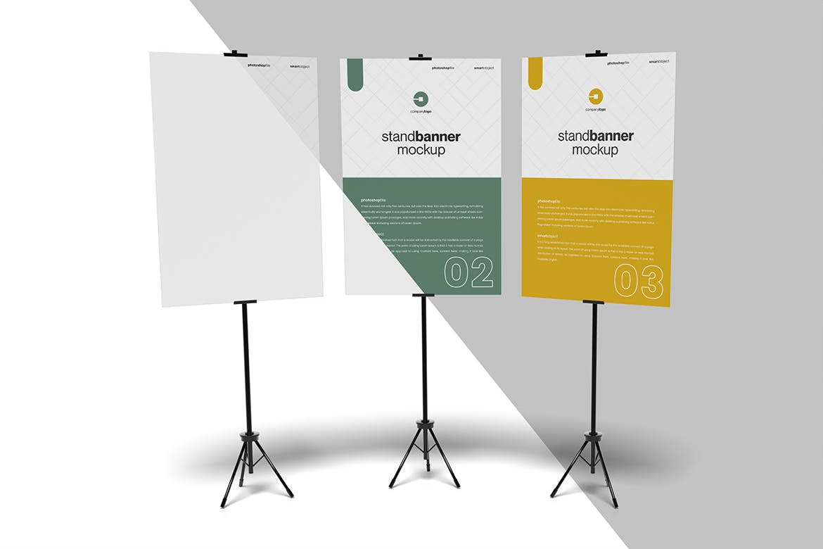 三脚架广告印刷海报展示样机 Stand Banner Mockup 样机素材 sucaiwan.com