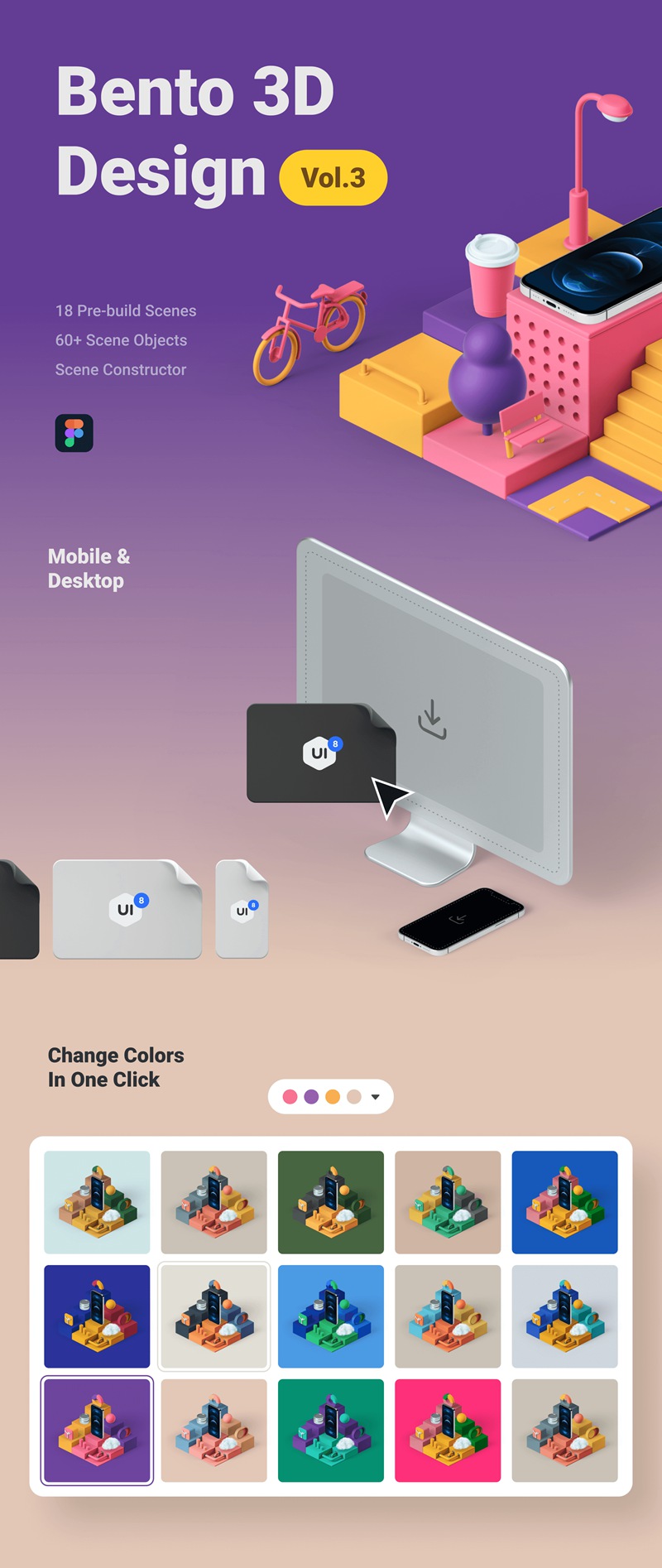 18个着陆页网站作品集演示文稿预构建可拖放3D样机场景创建器Bento 3D Design Vol.3 图标素材 第7张-素材湾丨精选海外优质设计素材资源 18个着陆页网站作品集演示文稿预构建可拖放3D样机场景创建器Bento 3D Design Vol.3 图标素材 sucaiwan.com