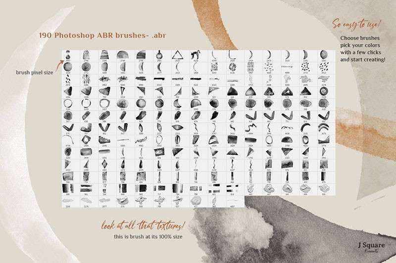 Photoshop抽象水彩艺术画笔套装 笔刷资源 sucaiwan.com