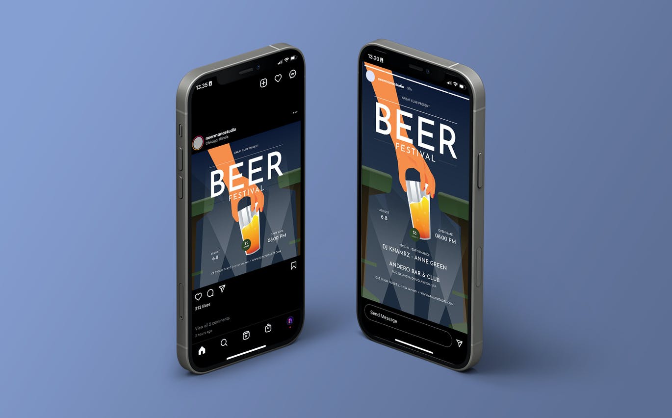 啤酒节海报传单设计模板 Beer Festival Flyer Template – Classic Art Deco 设计素材 sucaiwan.com