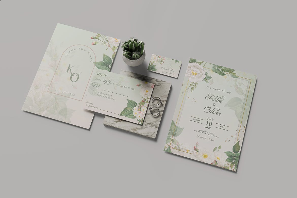 婚礼请柬套装设计样机模板v2 Wedding Invitation Mockup V.2 样机素材 sucaiwan.com