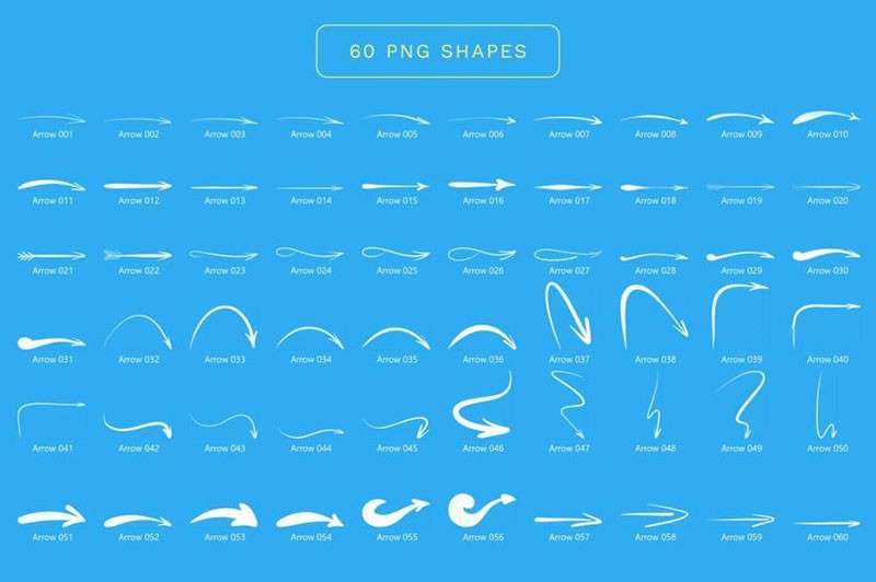 60个手绘箭头Photoshop笔刷 笔刷资源 sucaiwan.com