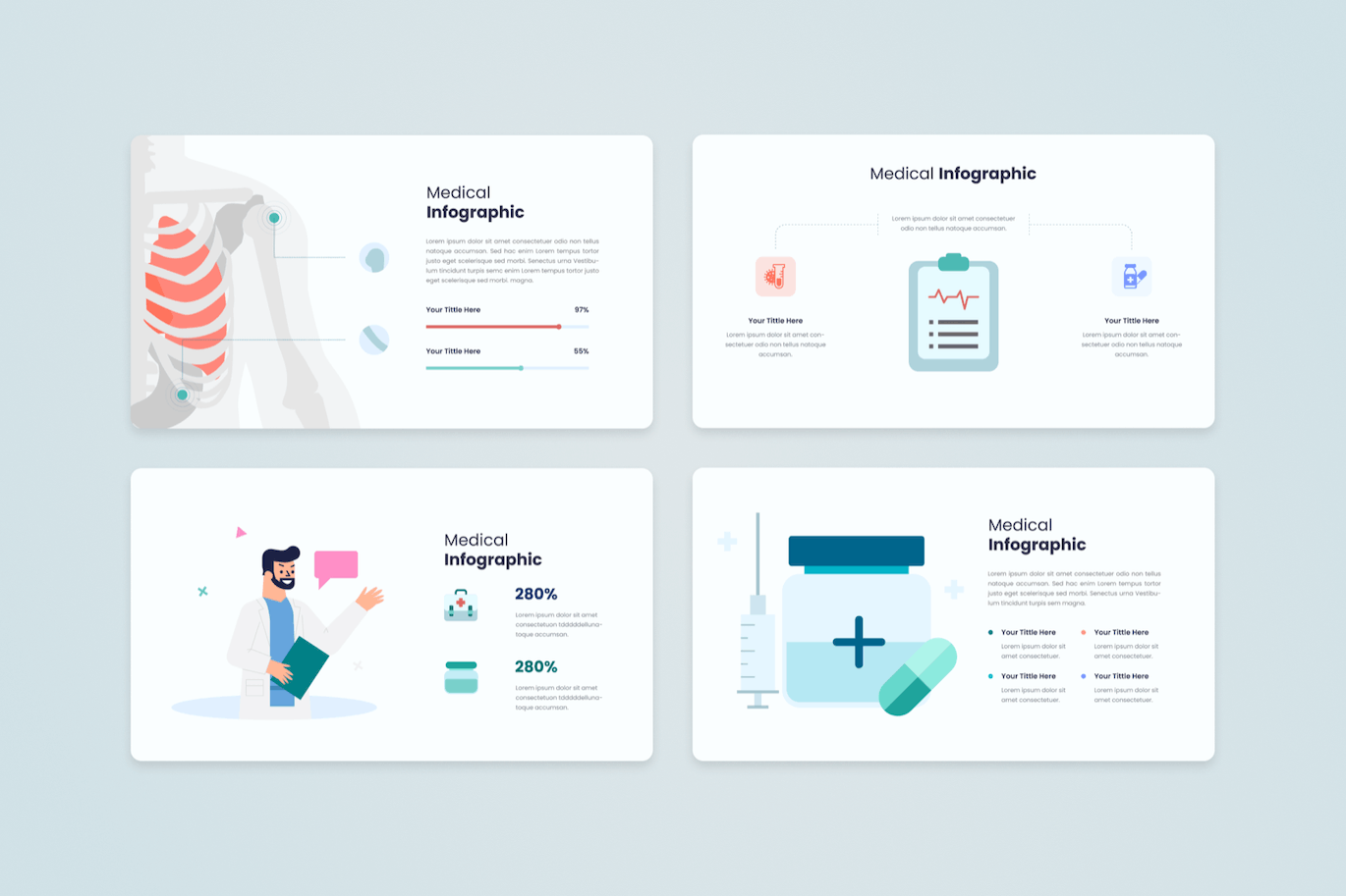 医疗信息图形插画图表素材 Medical Infographics Assets Illustrators 幻灯图表 sucaiwan.com