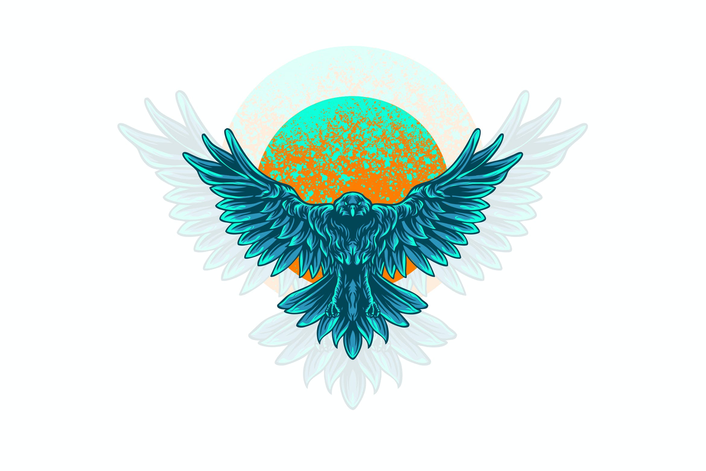 展翅乌鸦动物徽章插画 raven animal illustration 图片素材 sucaiwan.com