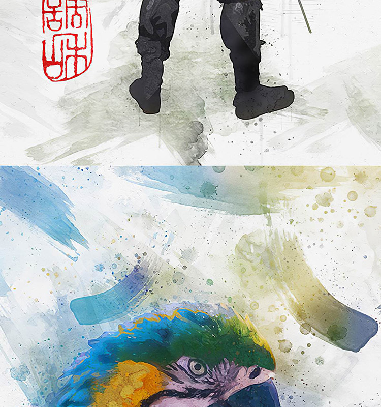 PS插件：PS动作特效插件 中国风照片一键生成手绘水墨水彩画效果设计素材 插件预设 sucaiwan.com