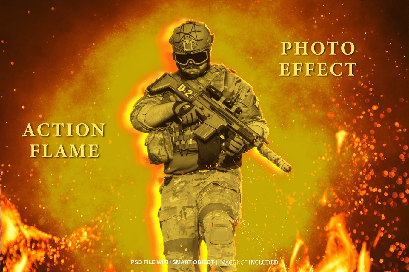 燃烧火焰照片效果PSD模板 Action Flame Photo Effect 插件预设 sucaiwan.com