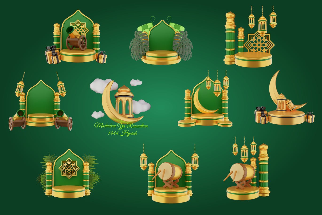 3D斋月开斋节穆巴拉克图标 3D Ramadhan Eid Mubarak Icon 2 图标素材 sucaiwan.com