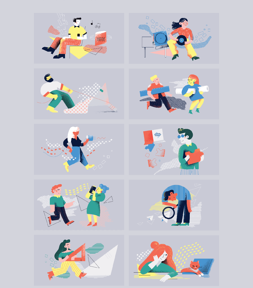 舞蹈抽象人物插画素材 设计素材 sucaiwan.com