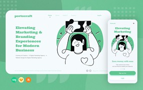 营销项目概念引导页插画模板 Marketing Project Web Onboarding Illustration