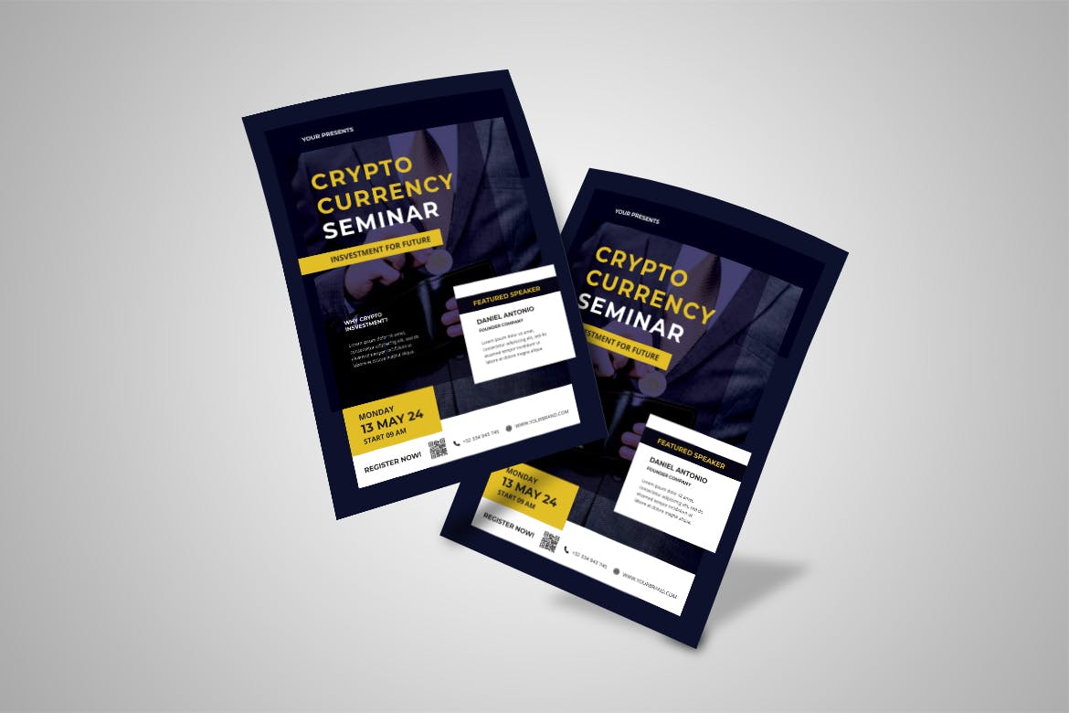 加密金融投资海报模板 Crypto Flyer 设计素材 sucaiwan.com