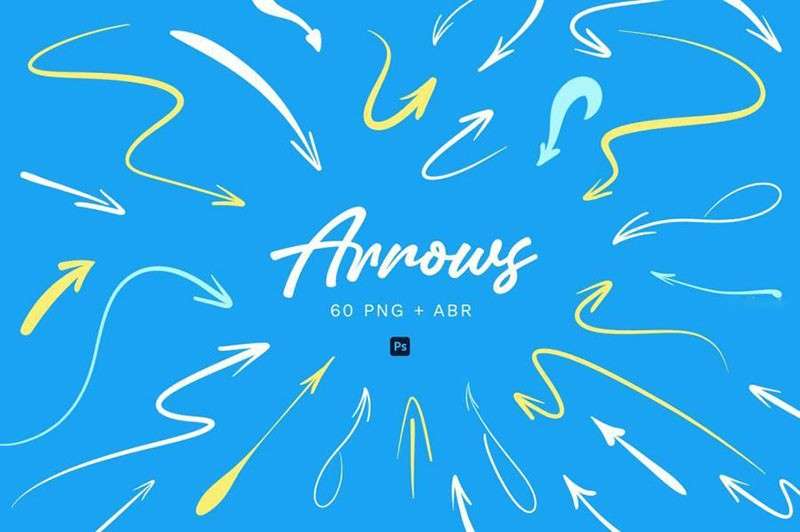 60个手绘箭头Photoshop笔刷 笔刷资源 sucaiwan.com