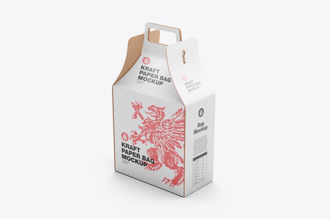 带把手的牛皮纸盒包装设计样机 Kraft Box Mockup with Handle 样机素材 sucaiwan.com