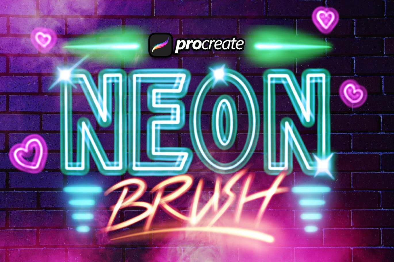 3D霓虹灯Procreate笔刷 Dans 3d Neon Brush 笔刷资源 sucaiwan.com