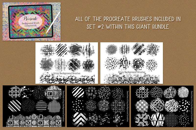 3套独特的抽象纹理图案Procreate笔刷 笔刷资源 sucaiwan.com