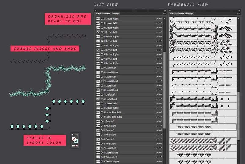50+圣诞元素装饰AI笔刷 笔刷资源 sucaiwan.com