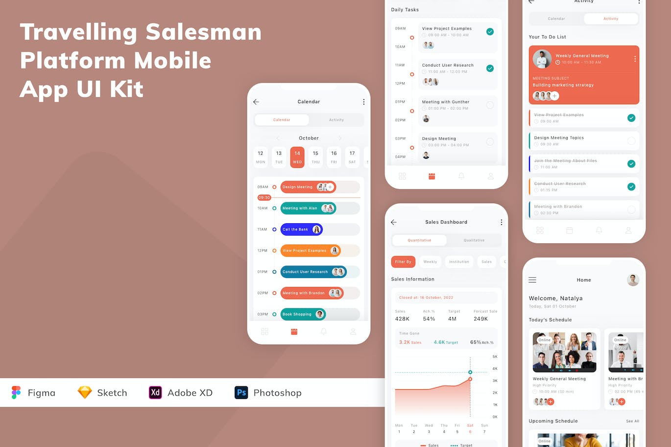 行销平台App应用程序UI工具包素材 Travelling Salesman Platform Mobile App UI Kit APP UI sucaiwan.com
