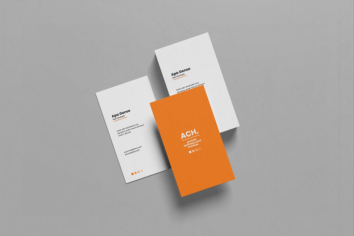 简约的竖版名片设计样机 Clean Portrait Business Card Mockup 样机素材 sucaiwan.com