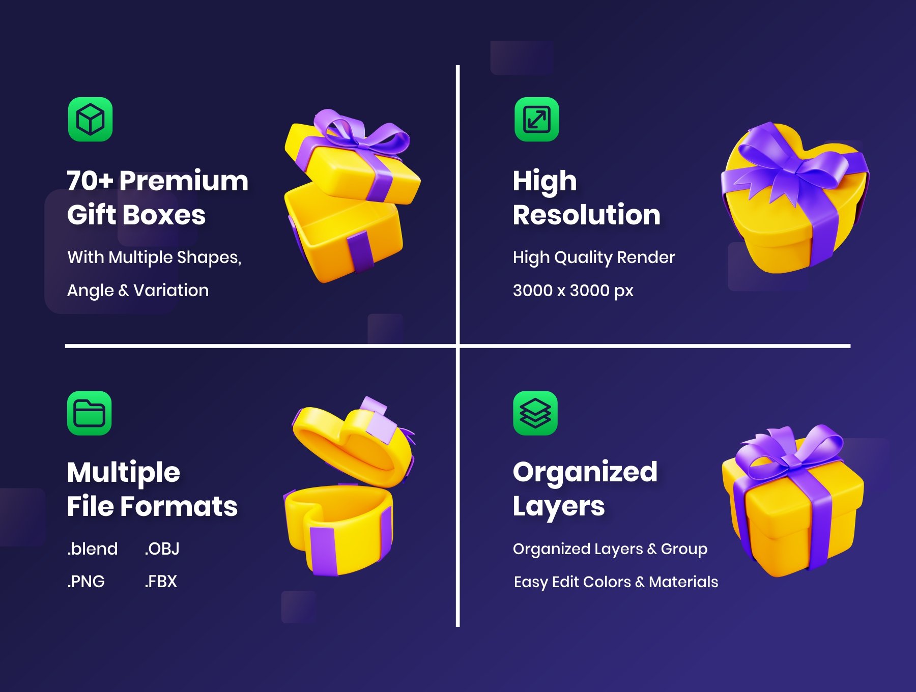 高质量三维渲染高级礼品盒礼物盒子3D插画素材集 Gift Boxes – 3D Illustration 图标素材 第2张-素材湾丨精选海外优质设计素材资源 高质量三维渲染高级礼品盒礼物盒子3D插画素材集 Gift Boxes – 3D Illustration 图标素材 sucaiwan.com