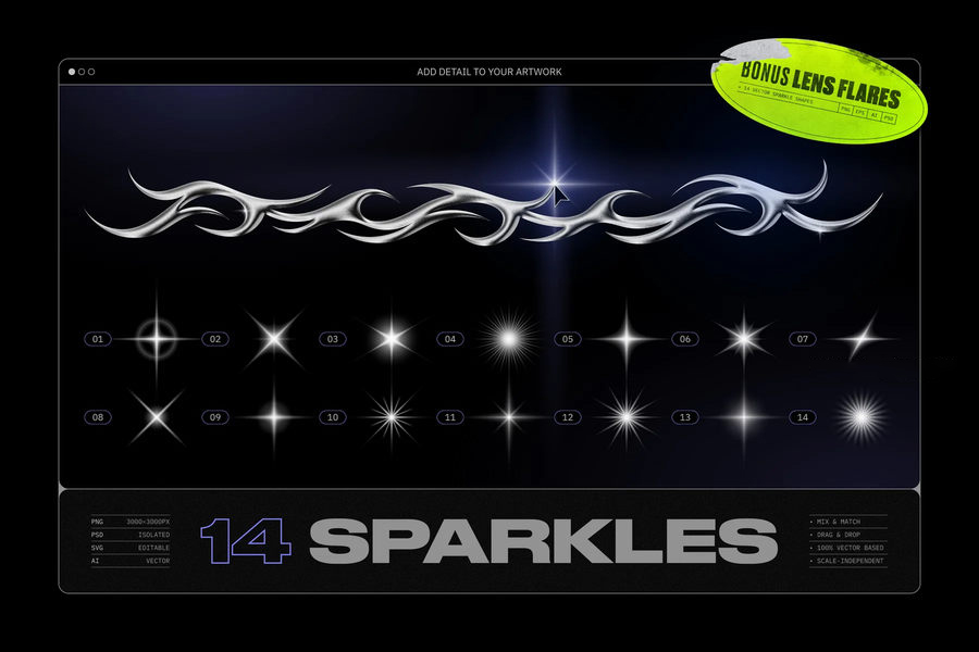 PS资源-银色金属效果3D几何形状图形元素设计素材附赠PS动作样机模板 图标素材 sucaiwan.com