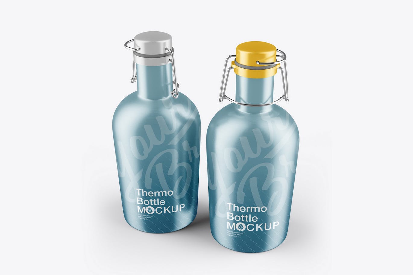 金属保温瓶外观设计样机 Metallic Thermo Bottle Mockup 样机素材 sucaiwan.com