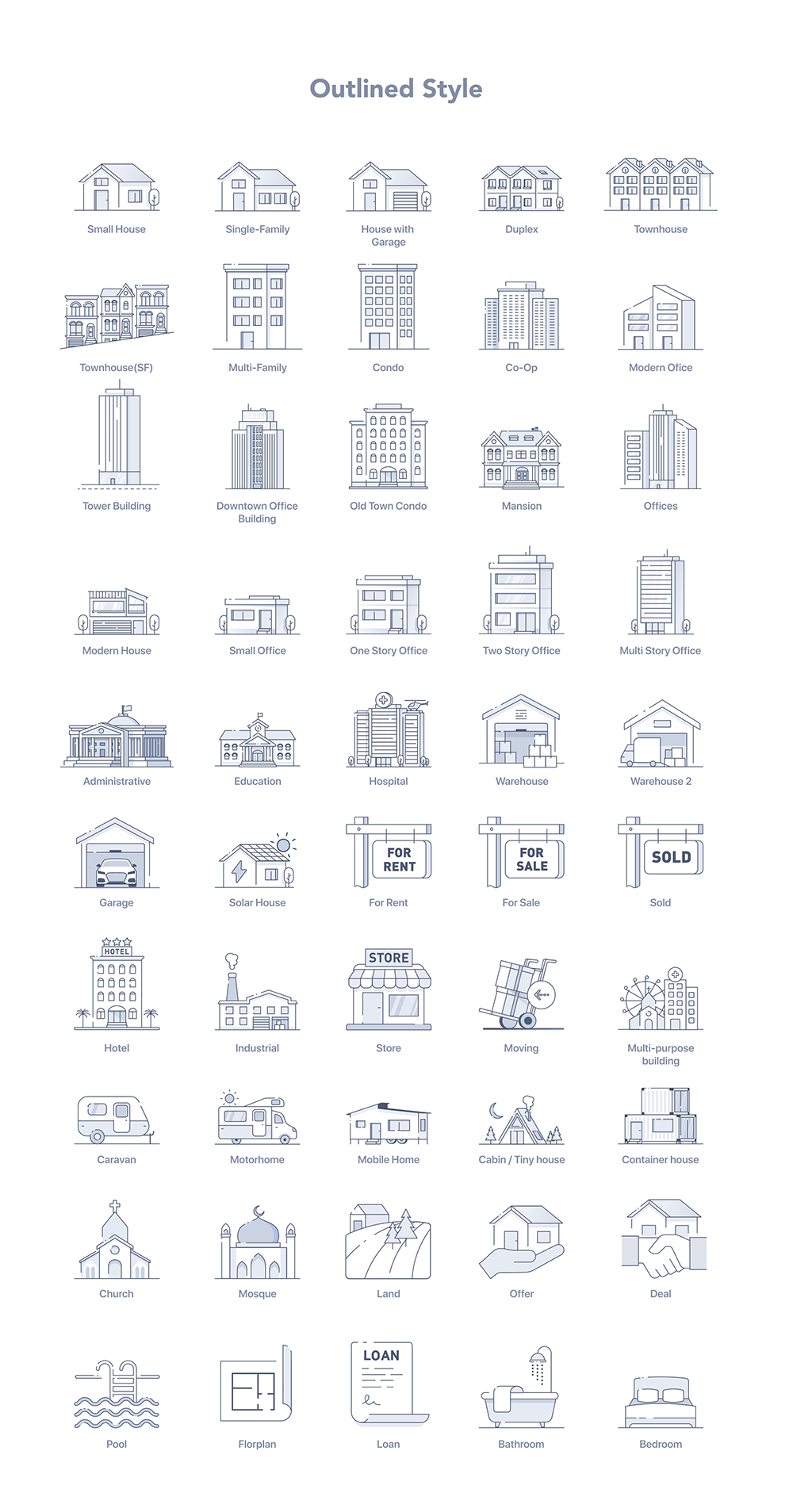 网站和 Web应用程序的房地产图标 图标素材 sucaiwan.com