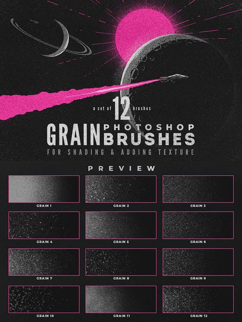 12个颗粒纹理效果Photoshop笔刷 笔刷资源 sucaiwan.com