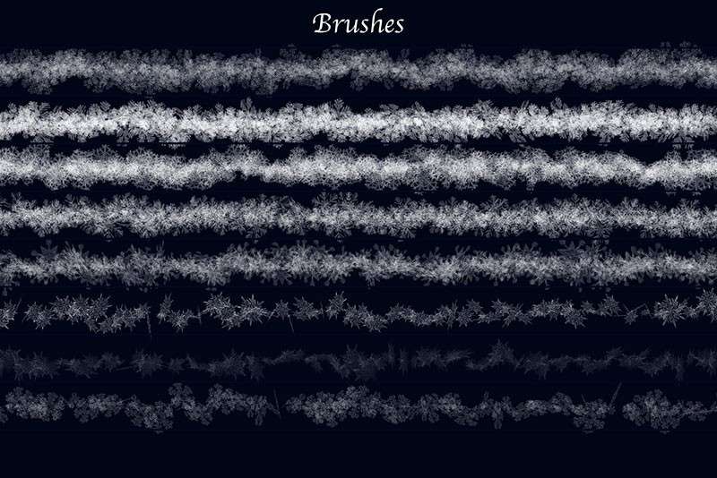 Photoshop雪花冰花笔刷和图案套装 笔刷资源 sucaiwan.com