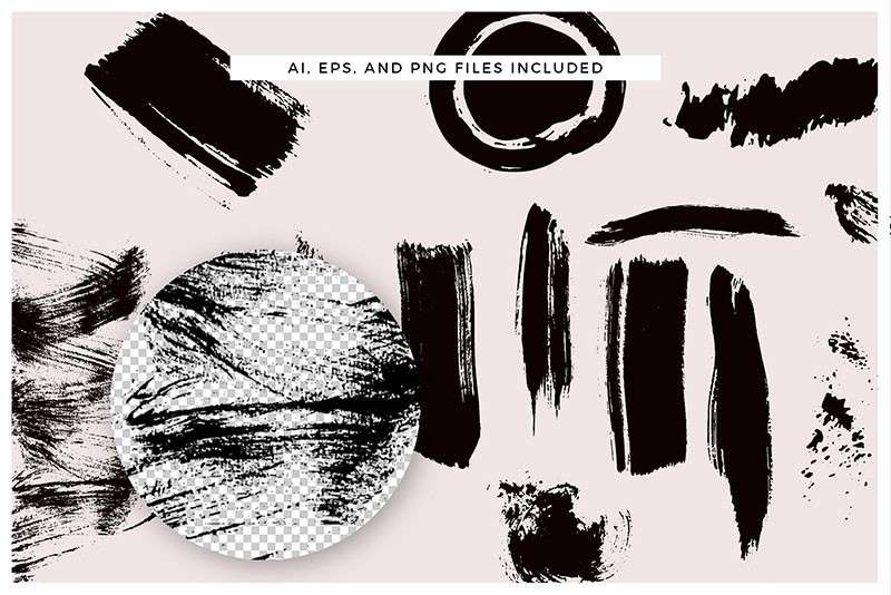 117个油墨水墨AI矢量笔刷 笔刷资源 sucaiwan.com