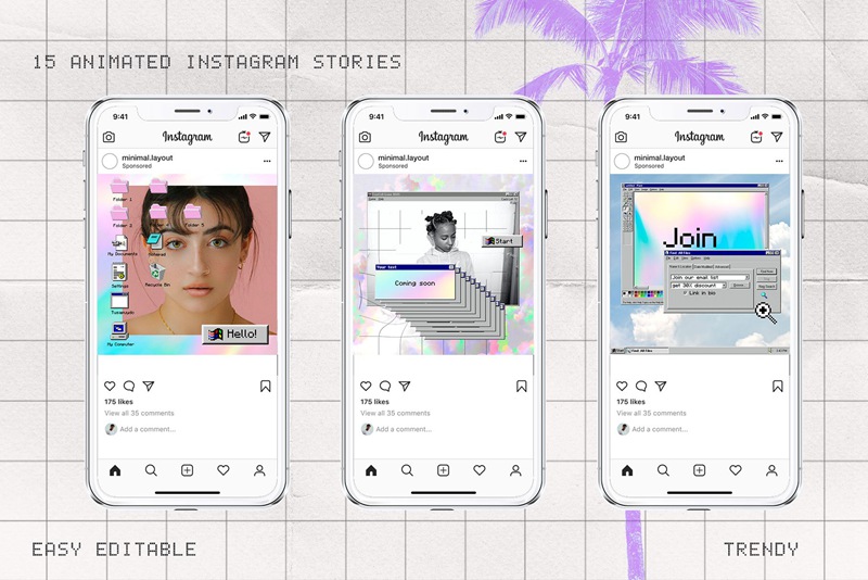 新潮复古未来感Win95元素全息渐变毛刺纹理贴纸像素化可编辑PSD模板 Old Computer Insta template Ps Canva 图片素材 第2张-素材湾丨精选海外优质设计素材资源 新潮复古未来感Win95元素全息渐变毛刺纹理贴纸像素化可编辑PSD模板 Old Computer Insta template Ps Canva 图片素材 sucaiwan.com