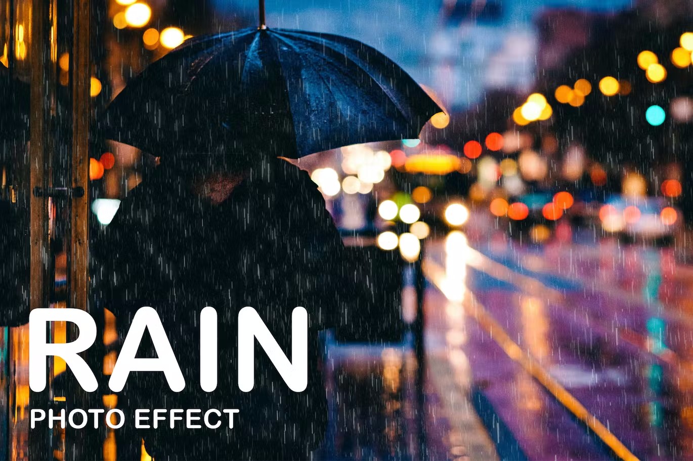 雨水叠层照片特效PS图层样式 Rain Photo Effect 插件预设 sucaiwan.com