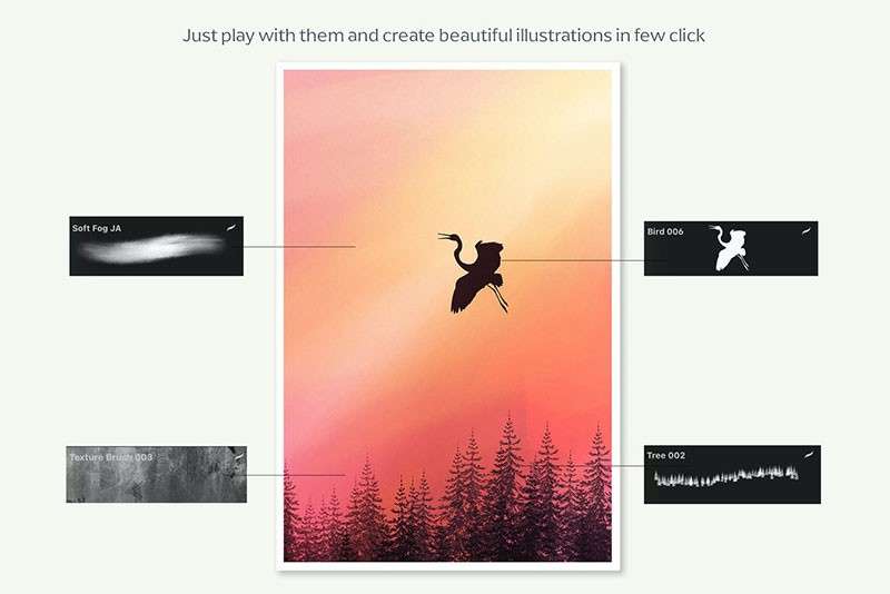 74个树叶和草地Procreate笔刷 笔刷资源 sucaiwan.com